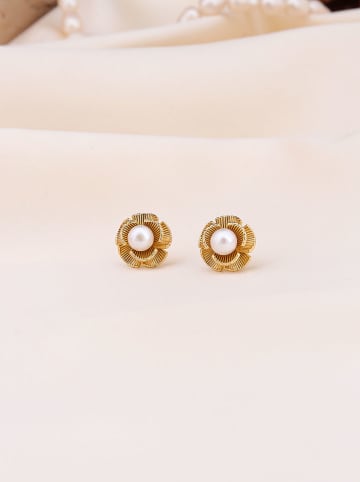 Pierres de Jade Vergold. Ohrstecker mit Perlen