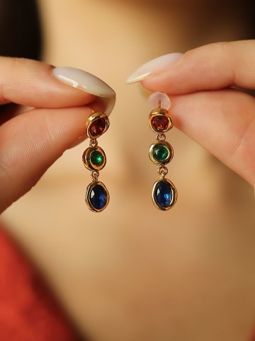 Pierres de Jade Vergold. Ohrstecker mit Edelsteinen