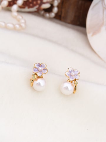 Pierres de Jade Vergold. Ohrstecker mit Perlen