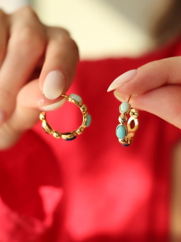 Pierres de Jade Vergulde halfcreolen met edelstenen