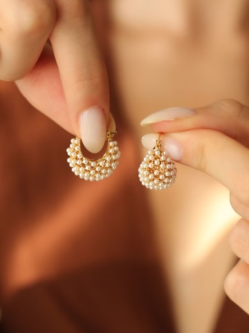 Pierres de Jade Vergold. Ohrringe mit Perlen