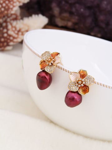 Pierres de Jade Pozłacane kolczyki-wkrętki z cyrkoniami