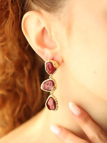 Pierres de Jade Vergold. Ohrstecker mit Edelsteinen