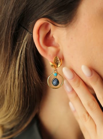 Pierres de Jade Vergold. Ohrstecker mit Edelsteinen