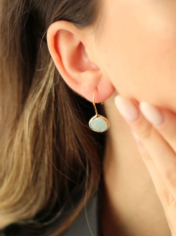 Pierres de Jade Pozłacane kolczyki z amazonitem