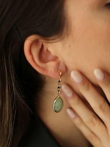 Pierres de Jade Vergold. Ohrstecker mit Edelsteinen
