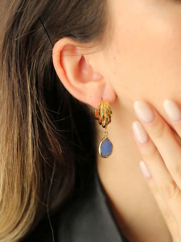 Pierres de Jade Pozłacane kolczyki-wkrętki z akwamarynem