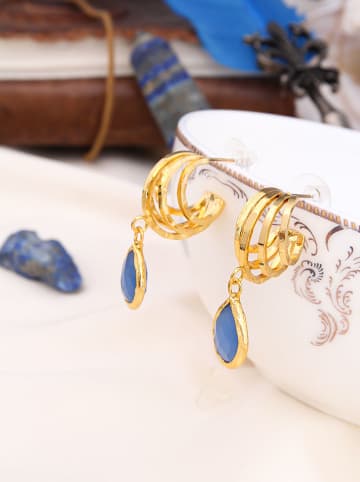 Pierres de Jade Vergold. Ohrstecker mit Edelsteinen