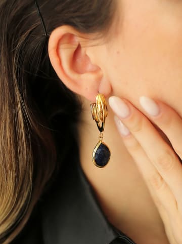 Pierres de Jade Pozłacane kolczyki-wkrętki z lapis lazuli