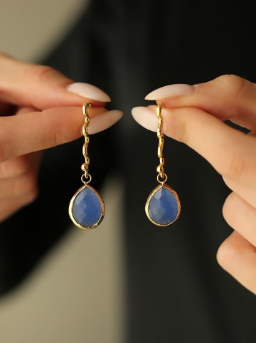 Pierres de Jade Pozłacane kolczyki-wkrętki z opalem