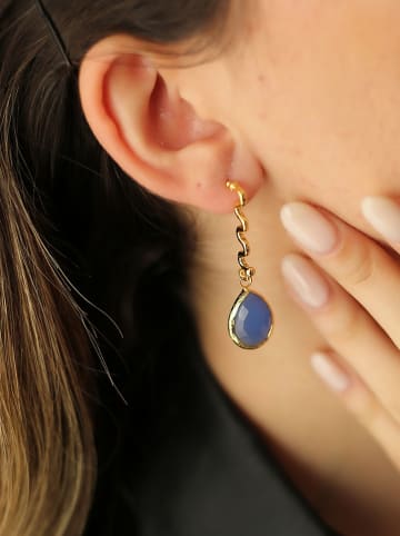 Pierres de Jade Pozłacane kolczyki-wkrętki z opalem