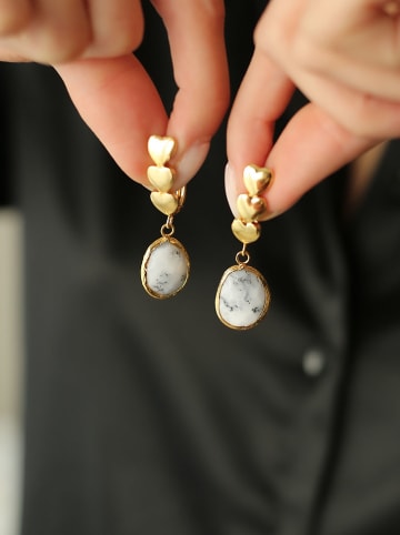 Pierres de Jade Pozłacane kolczyki-wkrętki z dendrytem