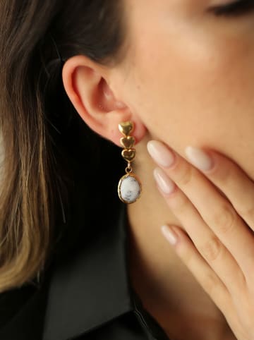 Pierres de Jade Vergold. Ohrstecker mit Edelsteinen