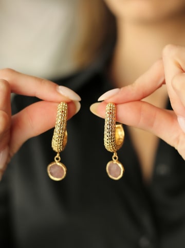 Pierres de Jade Pozłacane kolczyki-wkrętki z kamieniem słonecznym