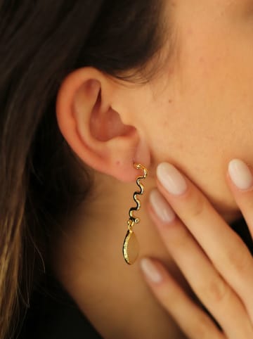 Pierres de Jade Pozłacane kolczyki-wkrętki z kamieniem słonecznym