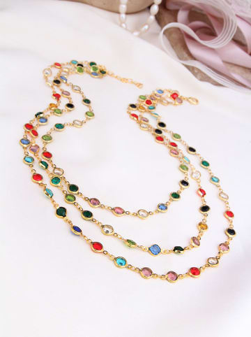 L'Atelier de Gaia Vergold. Halskette mit Kristalle - (L)50 cm