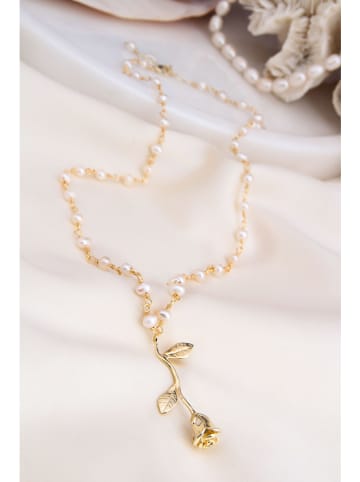 Pierres delicates Parelketting wit met hanger - (L)50 cm