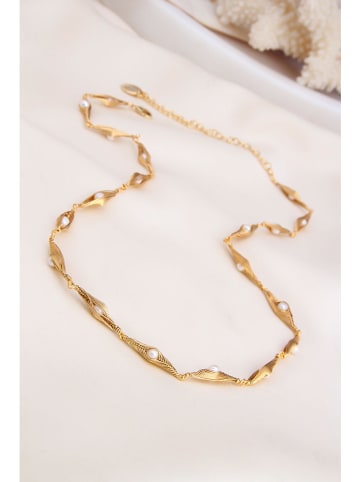 Pierres delicates Naszyjnik w kolorze białym z perłami - dł. 45 cm