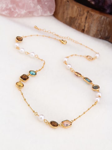 Pierres de Jade Vergold. Halskette mit Schmuckelementen - (L)50 cm