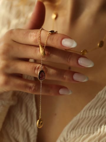 Pierres de Jade Vergulde ketting met sierelementen - (L)50 cm