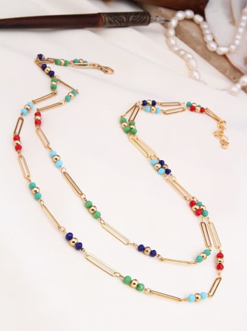 Pierres de Jade Pozłacany naszyjnik z elementami ozdobnymi - dł. 50 cm