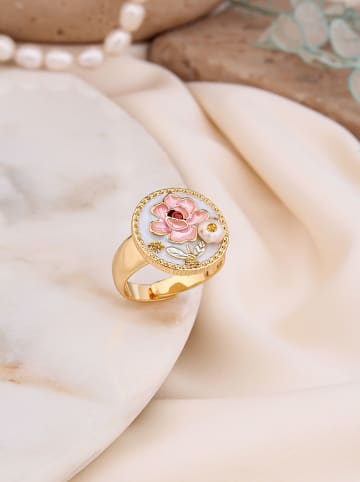 Pierres de Jade Vergulde ring met parel