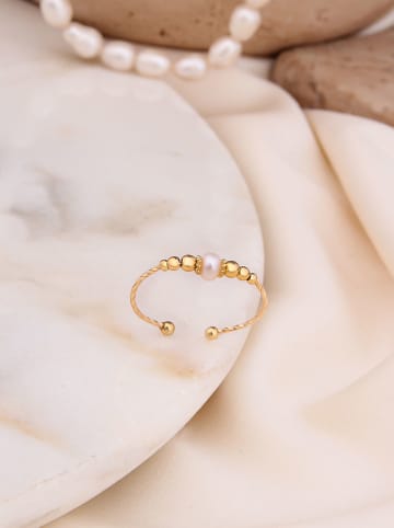 Pierres de Jade Vergulde ring met parels