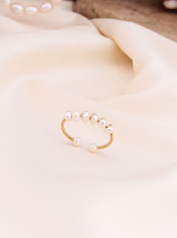 Pierres de Jade Vergulde ring met parels