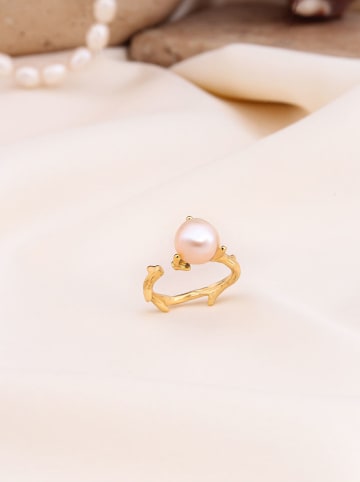 Pierres de Jade Vergulde ring met parels