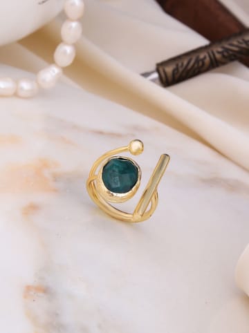 Pierres de Jade Pozłacany pierścionek z agatem