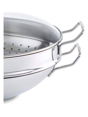 Fissler 3-delige set: roestvrijstalen wok met deksel en zeef "Nanjing"