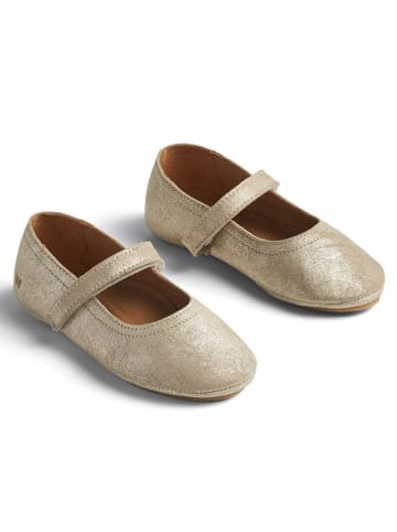 Wheat Leren ballerina's goudkleurig