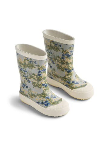 Wheat Rubberlaarzen "Muddy" crème/blauw/groen