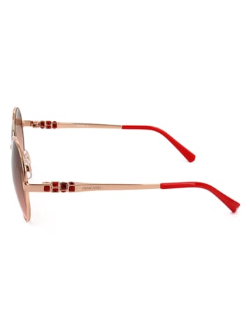 Swarovski Damskie okulary przeciwsłoneczne w kolorze różowozłoto-czerwono-brązowym