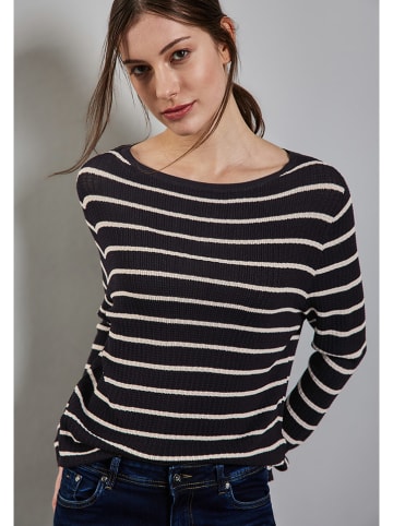 Street One Pullover in Dunkelblau/Weiss
