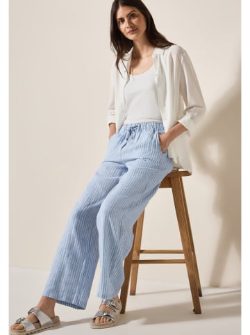 Cecil Linnen broek lichtblauw/wit