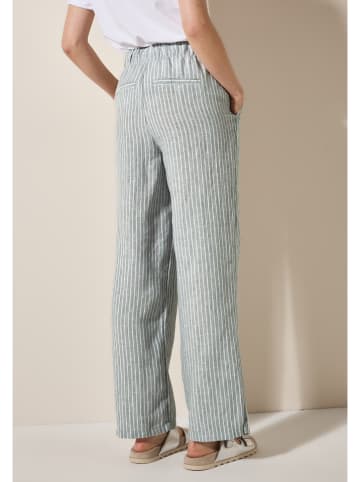 Cecil Leinen-Hose in Mint/ Weiß