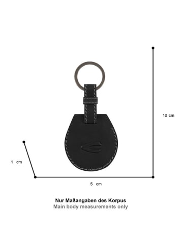 Camel Active Skórzany brelok "Field" w kolorze czarnym do kluczy - 5 x 10 x 2 cm