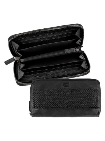 Camel Active Leren portemonnee "Wave" zwart - (B)19,5 x (H)10,5 x (D)2,5 cm