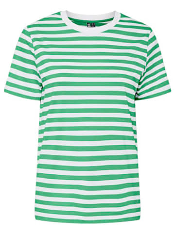 Pieces Shirt in Grün/ Weiß