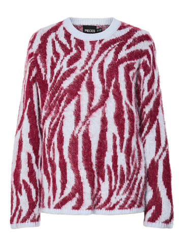 Pieces Pullover "Mynthe" in Hellblau/ Rot