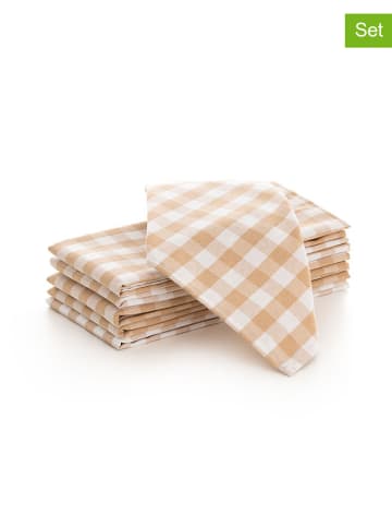 GAMUSI 6-delige set: servetten "Vichy" beige