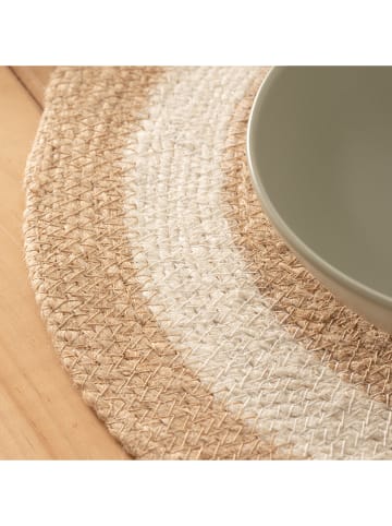 GAMUSI 2-delige set: placemats "Elara" beige/zwart/crème