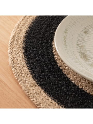 GAMUSI Podkładki stołowe (2 szt.) "Yulaya" w kolorze beżowo-czarnym