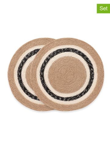 GAMUSI 2er-Set: Tischsets "Koraya" in Beige/ Schwarz/ Creme
