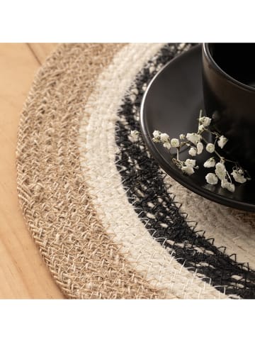 GAMUSI 2er-Set: Tischsets "Koraya" in Beige/ Schwarz/ Creme