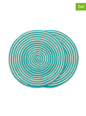GAMUSI 2-delige set: placemats "Rayana" turquoise