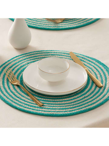GAMUSI 2-delige set: placemats "Rayana" turquoise