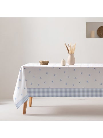 GAMUSI Tafellaken "Nale" lichtblauw/wit