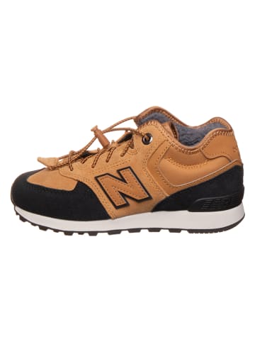 New Balance Leder-Sneakers "574" in Hellbraun/ Schwarz
